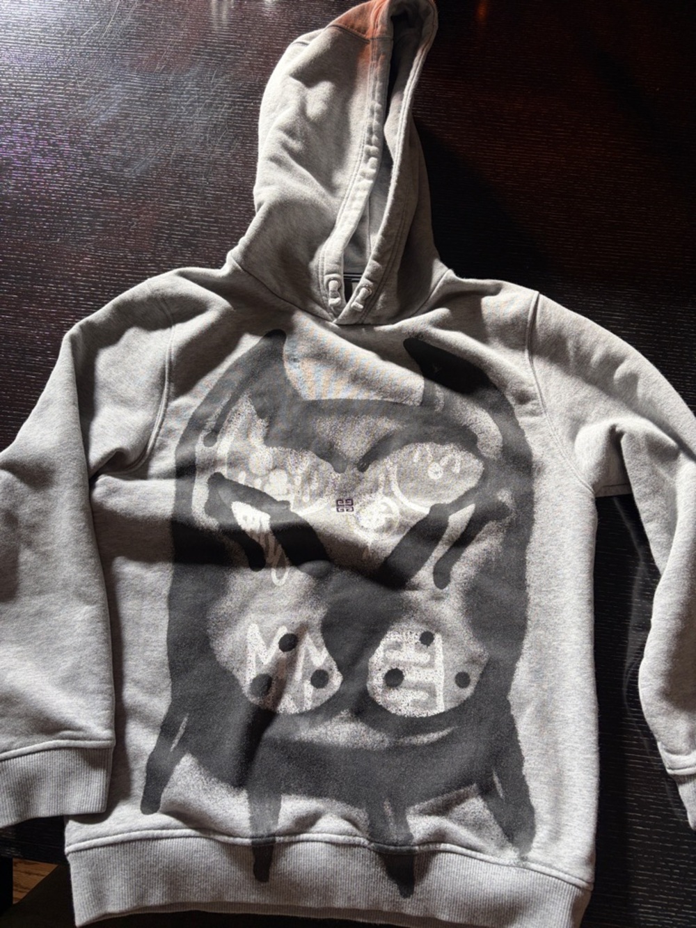 Givenchy Gray Graphic Hooded Sweatshirt with Black Print